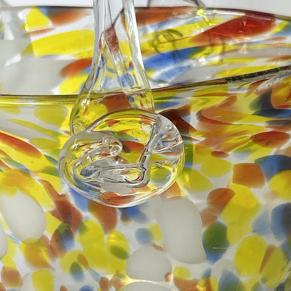 Hand Blown Art Glass Multicolored Dots Spots Murano Style Glass Purse Vase - Picture 7 of 8